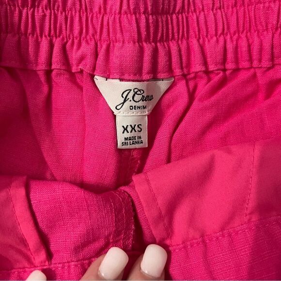J crew Linen wide leg elastic drawstring ankle pants in fuchsia- EUC XXS - Picture 3 of 11